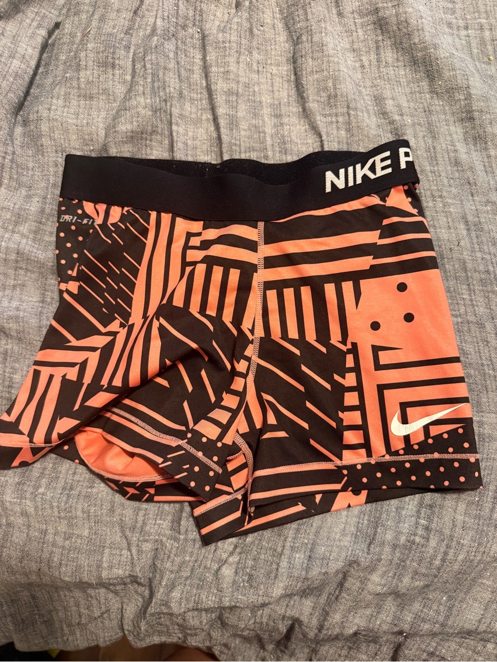 Nike Black & Coral Geometric Compression Shorts